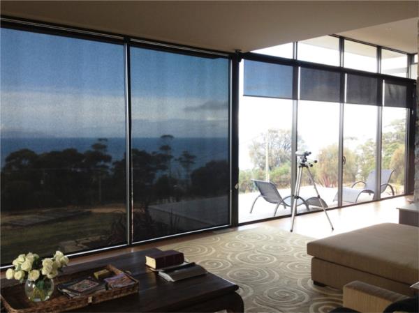 Sunscreen Roller Blinds at Dragonfly Lodge Swansea , Tasmania